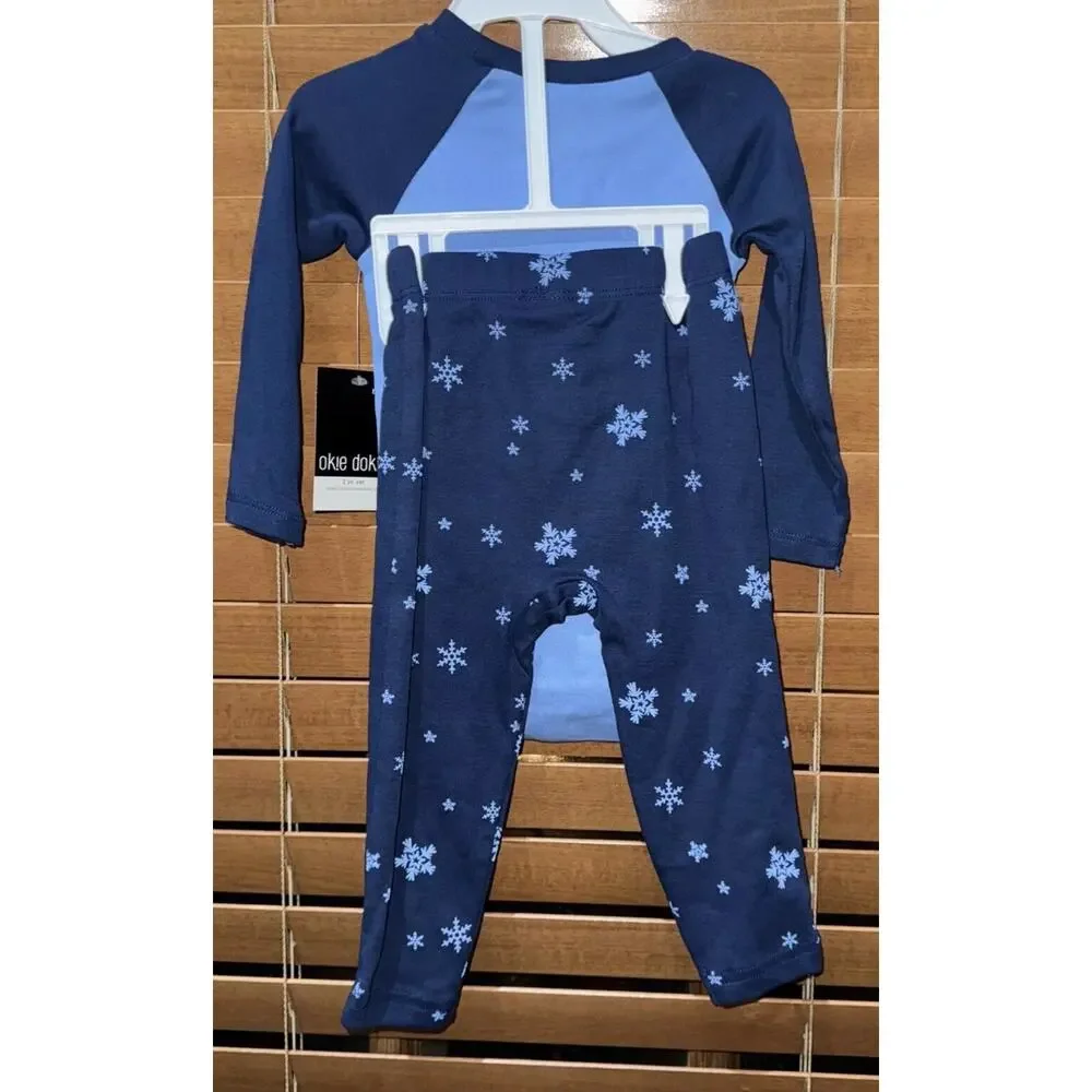 Okie Dokie Blue Dinosaur 2 Piece Outfit 9 Months MSRP $18‎